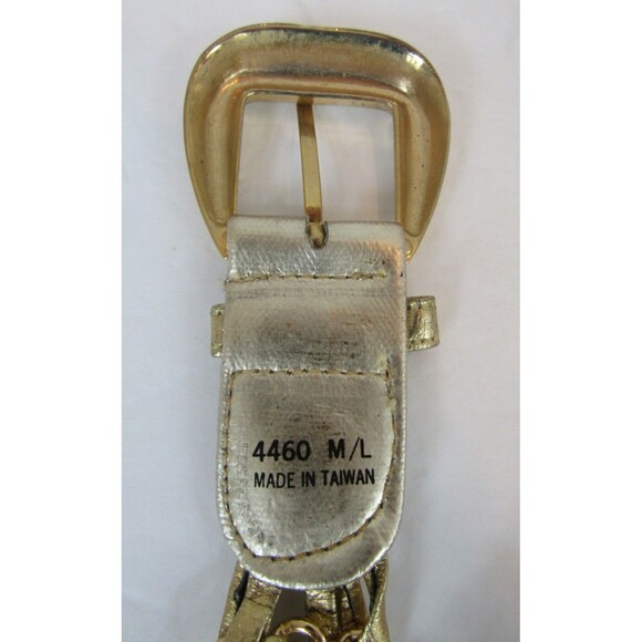 Gold Metal Braided Chain Belt Vintage Leather Connector Womens Size M/L - Picture 5 of 6